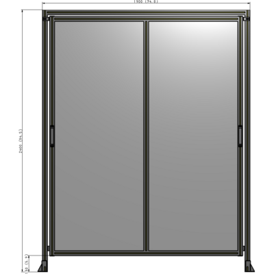 E6-2400-1900-0150-GYPTK DOUBLE REMOVABLE PANEL WITH LEGS AND A HEADER 2400MM X 1900MM 1/4" POLYCARBONATE, AS A KIT