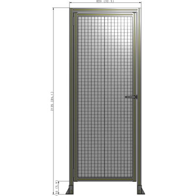 G1-2135-0820-0150-EYMTA DOOR WITH HEADER, HANDLE WITH INTERNAL EGRESS ON RIGHT 2135MM X 820MM 1" MESH, FULLY ASSEMBLED