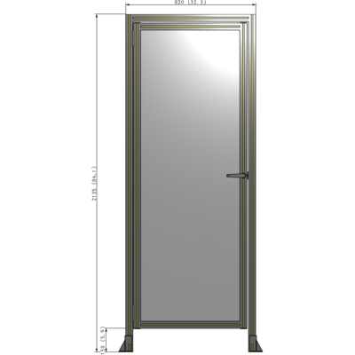 G1-2135-0820-0150-EYPTK DOOR WITH HEADER, HANDLE WITH INTERNAL EGRESS ON RIGHT 2135MM X 820MM 1/4" POLYCARBONATE, AS A KIT