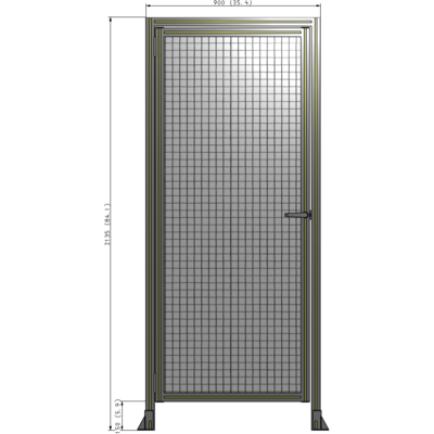 G1-2135-0900-0150-EYMTA DOOR WITH HEADER, HANDLE WITH INTERNAL EGRESS ON RIGHT 2135MM X 900MM 1" MESH, FULLY ASSEMBLED