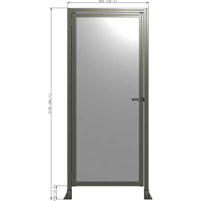 G1-2135-0900-0150-EYPTK DOOR WITH HEADER, HANDLE WITH INTERNAL EGRESS ON RIGHT 2135MM X 900MM 1/4" POLYCARBONATE, AS A KIT