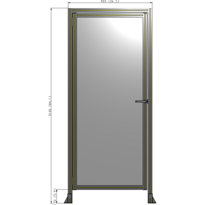 G1-2135-0920-0150-EYPTK DOOR WITH HEADER, HANDLE WITH INTERNAL EGRESS ON RIGHT 2135MM X 920MM 1/4" POLYCARBONATE, AS A KIT