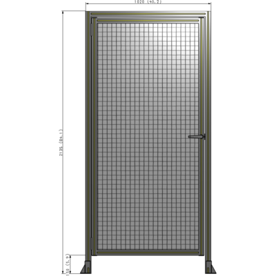G1-2135-1020-0150-EYMTK DOOR WITH HEADER, HANDLE WITH INTERNAL EGRESS ON RIGHT 2135MM X 1020MM 1" MESH, AS A KIT