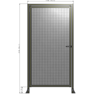 G1-2135-1100-0150-EYMTA DOOR WITH HEADER, HANDLE WITH INTERNAL EGRESS ON RIGHT 2135MM X 1100MM 1" MESH, FULLY ASSEMBLED