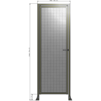 G1-2400-0820-0150-EYMTA DOOR WITH HEADER, HANDLE WITH INTERNAL EGRESS ON RIGHT 2400MM X 820MM 1" MESH, ASSEMBLED