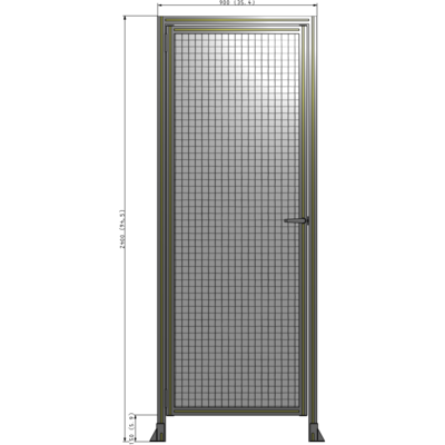 G1-2400-0900-0150-EYMTA DOOR WITH HEADER, HANDLE WITH INTERNAL EGRESS ON RIGHT 2400MM X 900MM 1" MESH, ASSEMBLED