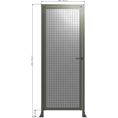 G1-2400-0920-0150-EYMTA DOOR WITH HEADER, HANDLE WITH INTERNAL EGRESS ON RIGHT 2400MM X 920MM 1" MESH, ASSEMBLED