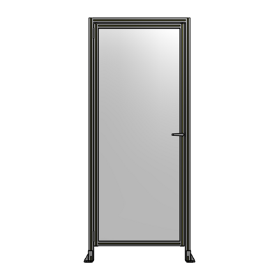 DOOR WITH HEADER, HANDLE WITH INTERNAL EGRESS ON RIGHT 2400MM X 1000MM 1/4&quot; POLYCARBONATE, ASSEMBLED