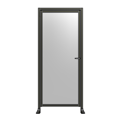 DOOR WITH HEADER, HANDLE WITH INTERNAL EGRESS ON RIGHT 2400MM X 1020MM 1/4&quot; POLYCARBONATE, ASSEMBLED