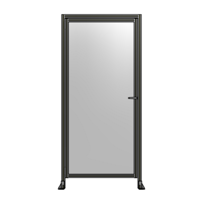 DOOR WITH HEADER, HANDLE WITH INTERNAL EGRESS ON RIGHT 2400MM X 1100MM 1/4&quot; POLYCARBONATE, ASSEMBLED