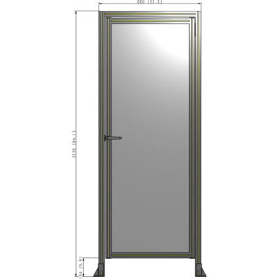 G2-2135-0820-0150-EYPTA DOOR WITH HEADER, HANDLE WITH INTERNAL EGRESS ON LEFT 2135MM X 820MM 1/4" POLYCARBONATE, ASSEMBLED