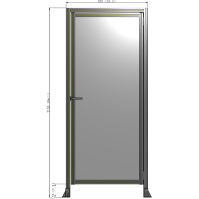 G2-2135-0920-0150-EYPTA DOOR WITH HEADER, HANDLE WITH INTERNAL EGRESS ON LEFT 2135MM X 920MM 1/4" POLYCARBONATE, ASSEMBLED