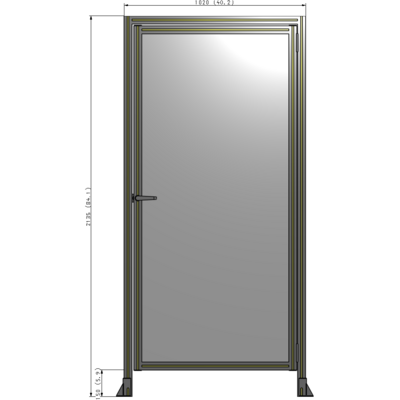 G2-2135-1020-0150-EYPTA DOOR WITH HEADER, HANDLE WITH INTERNAL EGRESS ON LEFT 2135MM X 1020MM 1/4" POLYCARBONATE, ASSEMBLED