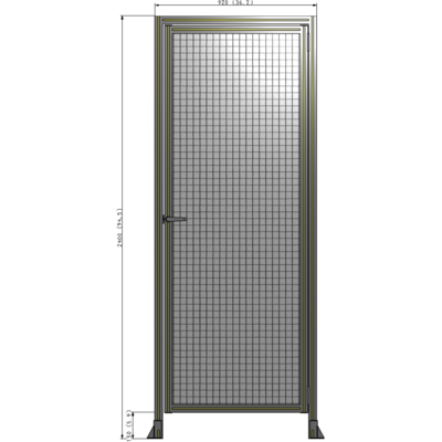 G2-2400-0920-0150-EYMTA DOOR WITH HEADER, HANDLE WITH INTERNAL EGRESS ON LEFT 2400MM X 920MM 1" MESH, ASSEMBLED