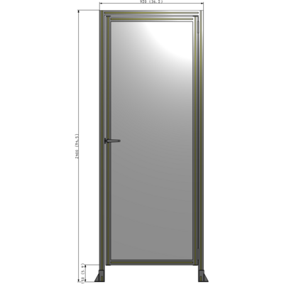 G2-2400-0920-0150-EYPTA DOOR WITH HEADER, HANDLE WITH INTERNAL EGRESS ON LEFT 2400MM X 920MM 1/4" POLYCARBONATE, ASSEMBLED