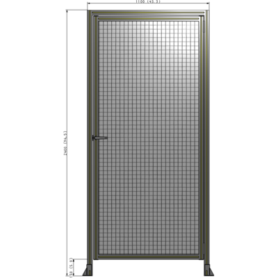 G2-2400-1100-0150-EYMTK DOOR WITH HEADER, HANDLE WITH INTERNAL EGRESS ON LEFT 2400MM X 1100MM 1" MESH, AS A KIT
