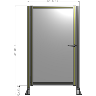 G5-1400-0820-0150-EYPTK DOOR-ROBUST FRAME, HANDLE/INTERNAL EGRESS ON RIGHT 1400MM X 820MM 1/4" POLYCARBONATE, AS A KIT