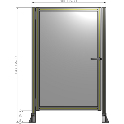 G5-1400-0900-0150-EYPTA DOOR-ROBUST FRAME, HANDLE/INTERNAL EGRESS ON RIGHT 1400MM X 900MM 1/4" POLYCARBONATE, ASSEMBLED