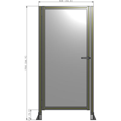 G5-1700-0820-0150-EYPTA DOOR-ROBUST FRAME, HANDLE/INTERNAL EGRESS ON RIGHT 1700MM X 820MM 1/4" POLYCARBONATE, AS A KIT