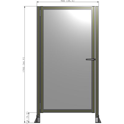 G5-1700-0900-0150-EYPTK DOOR-ROBUST FRAME, HANDLE/INTERNAL EGRESS ON RIGHT 1700MM X 900MM 1/4" POLYCARBONATE, AS A KIT