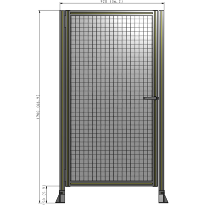 G5-1700-0920-0150-EYMTA DOOR-ROBUST FRAME, HANDLE/INTERNAL EGRESS ON RIGHT 1700MM X 920MM 1" MESH, FULLY ASSEMBLED