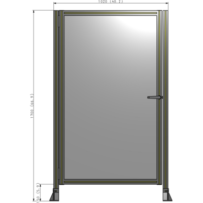 G5-1700-1020-0150-EYPTK DOOR-ROBUST FRAME, HANDLE/INTERNAL EGRESS ON RIGHT 1700MM X 1020MM 1/4" POLYCARBONATE, AS A KIT