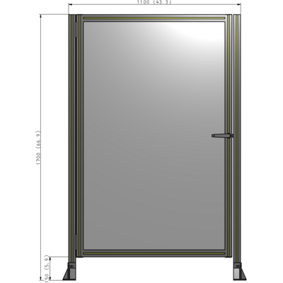 G5-1700-1100-0150-EYPTA DOOR-ROBUST FRAME, HANDLE/INTERNAL EGRESS ON RIGHT 1700MM X 1100MM 1/4" POLYCARBONATE, ASSEMBLED