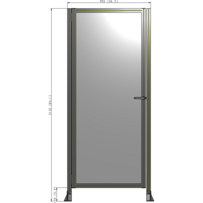 G5-2135-0920-0150-EYPTA DOOR-ROBUST FRAME, HANDLE/INTERNAL EGRESS ON RIGHT 2135MM X 920MM 1/4" POLYCARBONATE, ASSEMBLED