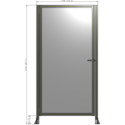G5-2135-1100-0150-EYPTK DOOR-ROBUST FRAME, HANDLE/INTERNAL EGRESS ON RIGHT 2135MM X 1100MM 1/4" POLYCARBONATE, AS A KIT