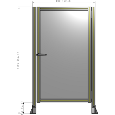 G6-1400-0820-0150-EYPTA DOOR-ROBUST FRAME, HANDLE/INTERNAL EGRESS ON LEFT 1400MM X 820MM 1/4" POLYCARBONATE, ASSEMBLED