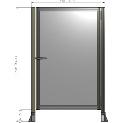G6-1400-0900-0150-EYPTK DOOR-ROBUST FRAME, HANDLE/INTERNAL EGRESS ON LEFT 1400MM X 900MM 1/4" POLYCARBONATE, AS A KIT