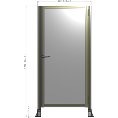 G6-1700-0820-0150-EYPTK DOOR-ROBUST FRAME, HANDLE/INTERNAL EGRESS ON LEFT 1700MM X 820MM 1/4" POLYCARBONATE, ASSEMBLED