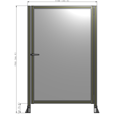 G6-1700-1100-0150-EYPTK DOOR-ROBUST FRAME, HANDLE/INTERNAL EGRESS ON LEFT 1700MM X 1100MM 1/4" POLYCARBONATE, AS A KIT