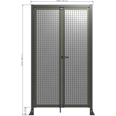 J1-2135-1200-0150-UYMTK SINGLE PANEL, DOUBLE DOOR WITH HEADER-HANDLE ON RIGHT 2135MM X 1200MM  1" MESH, AS A KIT