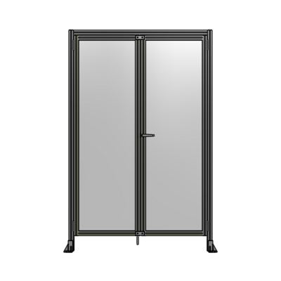 SINGLE PANEL, DOUBLE DOOR WITH HEADER-HANDLE ON RIGHT 2135MM X 1400MM  1/4" POLYCARBONATE, ASSEMBLED