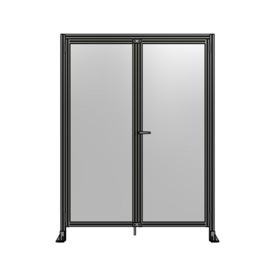 SINGLE PANEL, DOUBLE DOOR WITH HEADER-HANDLE ON RIGHT 2135MM X 1600MM  1/4" POLYCARBONATE, ASSEMBLED