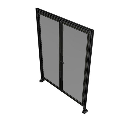 J1-2135-1600-0150-UYPTK SINGLE PANEL, DOUBLE DOOR WITH HEADER-HANDLE ON RIGHT 2135MM X 1600MM  1/4" POLYCARBONATE, AS A KIT
