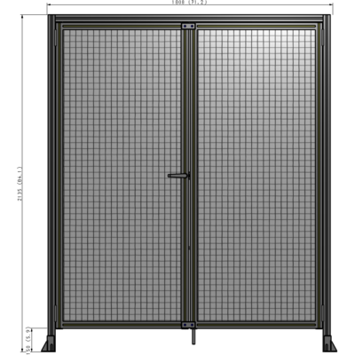 J1-2135-1800-0150-TYMTK SINGLE PANEL, DOUBLE DOOR WITH HEADER-HANDLE ON LEFT 2135MM X 1800MM  1" MESH, AS A KIT