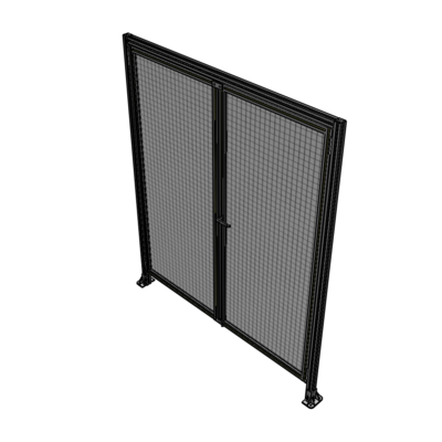 J1-2135-1800-0150-UYMTA SINGLE PANEL, DOUBLE DOOR WITH HEADER-HANDLE ON RIGHT 2135MM X 1800MM  1" MESH, ASSEMBLED