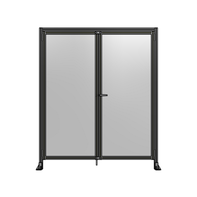 SINGLE PANEL, DOUBLE DOOR WITH HEADER-HANDLE ON RIGHT 2135MM X 1800MM  1/4" POLYCARBONATE, ASSEMBLED