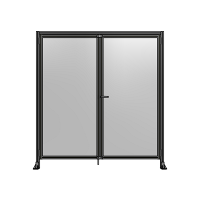 SINGLE PANEL, DOUBLE DOOR WITH HEADER-HANDLE ON RIGHT 2135MM X 2000MM  1/4" POLYCARBONATE, AS A KIT
