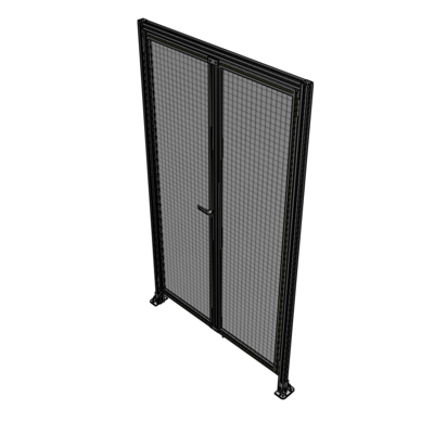 J1-2400-1400-0150-TYMTA SINGLE PANEL, DOUBLE DOOR WITH HEADER-HANDLE ON LEFT 2400MM X 1400MM  1" MESH, ASSEMBLED