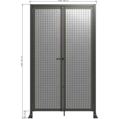 J1-2400-1400-0150-TYMTA SINGLE PANEL, DOUBLE DOOR WITH HEADER-HANDLE ON LEFT 2400MM X 1400MM  1" MESH, ASSEMBLED