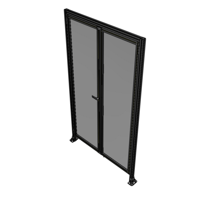 J1-2400-1400-0150-TYPTA SINGLE PANEL, DOUBLE DOOR WITH HEADER-HANDLE ON LEFT 2400MM X 1400MM  1/4" POLYCARBONATE, ASSEMBLED