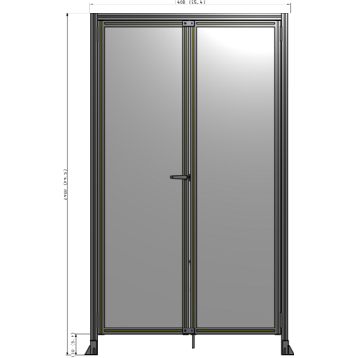 J1-2400-1400-0150-TYPTA SINGLE PANEL, DOUBLE DOOR WITH HEADER-HANDLE ON LEFT 2400MM X 1400MM  1/4" POLYCARBONATE, ASSEMBLED
