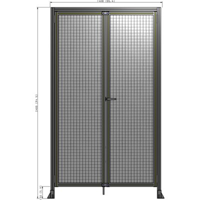 J1-2400-1400-0150-UYMTA SINGLE PANEL, DOUBLE DOOR WITH HEADER-HANDLE ON RIGHT 2400MM X 1400MM  1" MESH, ASSEMBLED