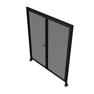 J1-2400-2000-0150-TYMTA SINGLE PANEL, DOUBLE DOOR WITH HEADER-HANDLE ON LEFT 2400MM X 2000MM  1" MESH, ASSEMBLED