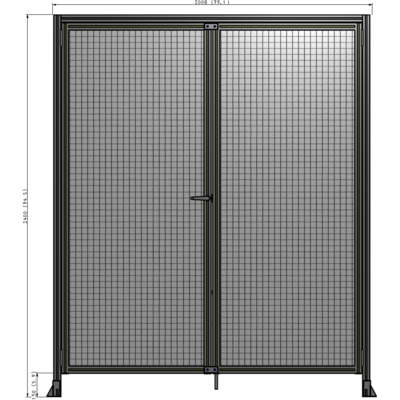 J1-2400-2000-0150-TYMTA SINGLE PANEL, DOUBLE DOOR WITH HEADER-HANDLE ON LEFT 2400MM X 2000MM  1" MESH, ASSEMBLED