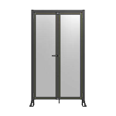 SINGLE PANEL, DOUBLE DOOR-FRAME W/ HEADER-HANDLE ON LEFT 2135MM X 1200MM  1/4" POLYCARB, ASSEMBLED