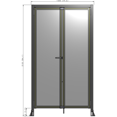 J3-2135-1200-0150-TYPTK SINGLE PANEL, DOUBLE DOOR-FRAME W/ HEADER-HANDLE ON LEFT 2135MM X 1200MM  1/4" POLYCARB, AS A KIT